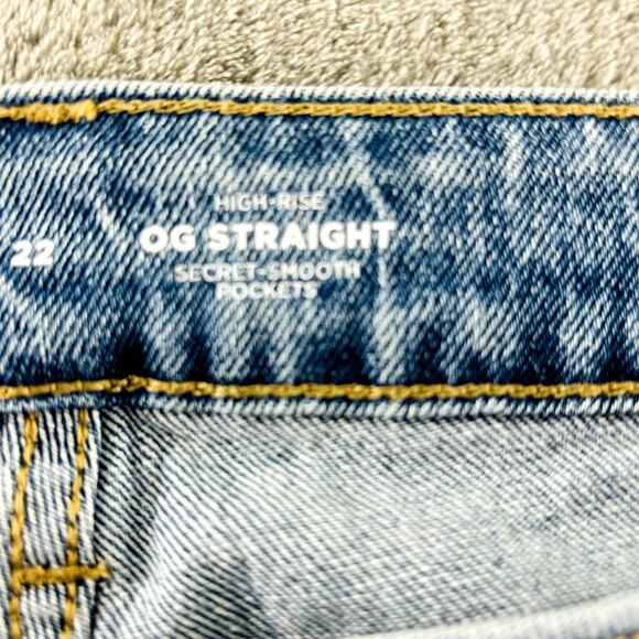 Womens 22 Old Navy OG Straight Jeans High Rise Ankle Light Wash Secret Smooth - Picture 5 of 13